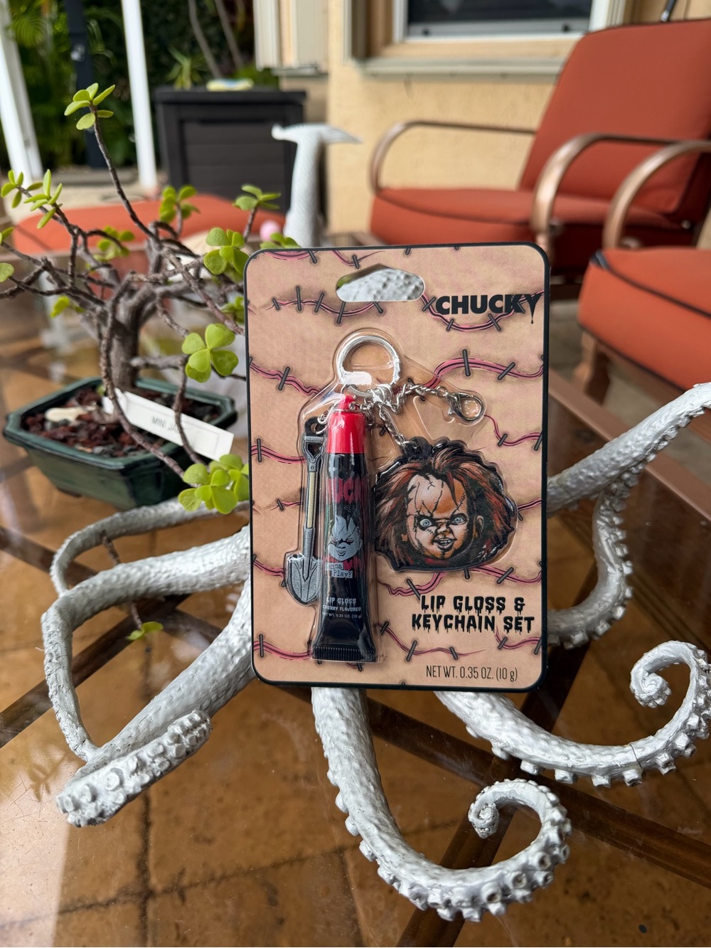 Chucky Red Lip Gloss & Keychain Set